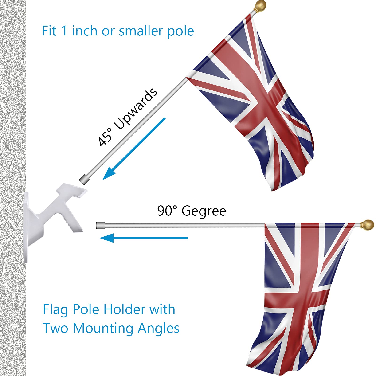 Haoridul flag-bracket with stainless butterfly screws for strong grip