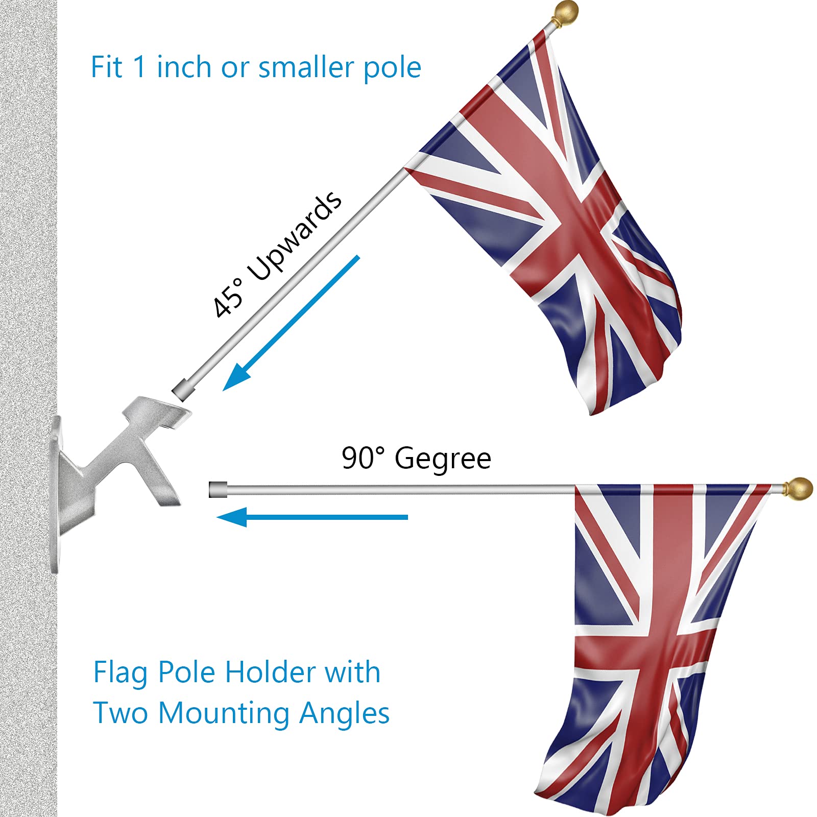 Haoridul stainless hardware stabilizes flag poles with strong grip.