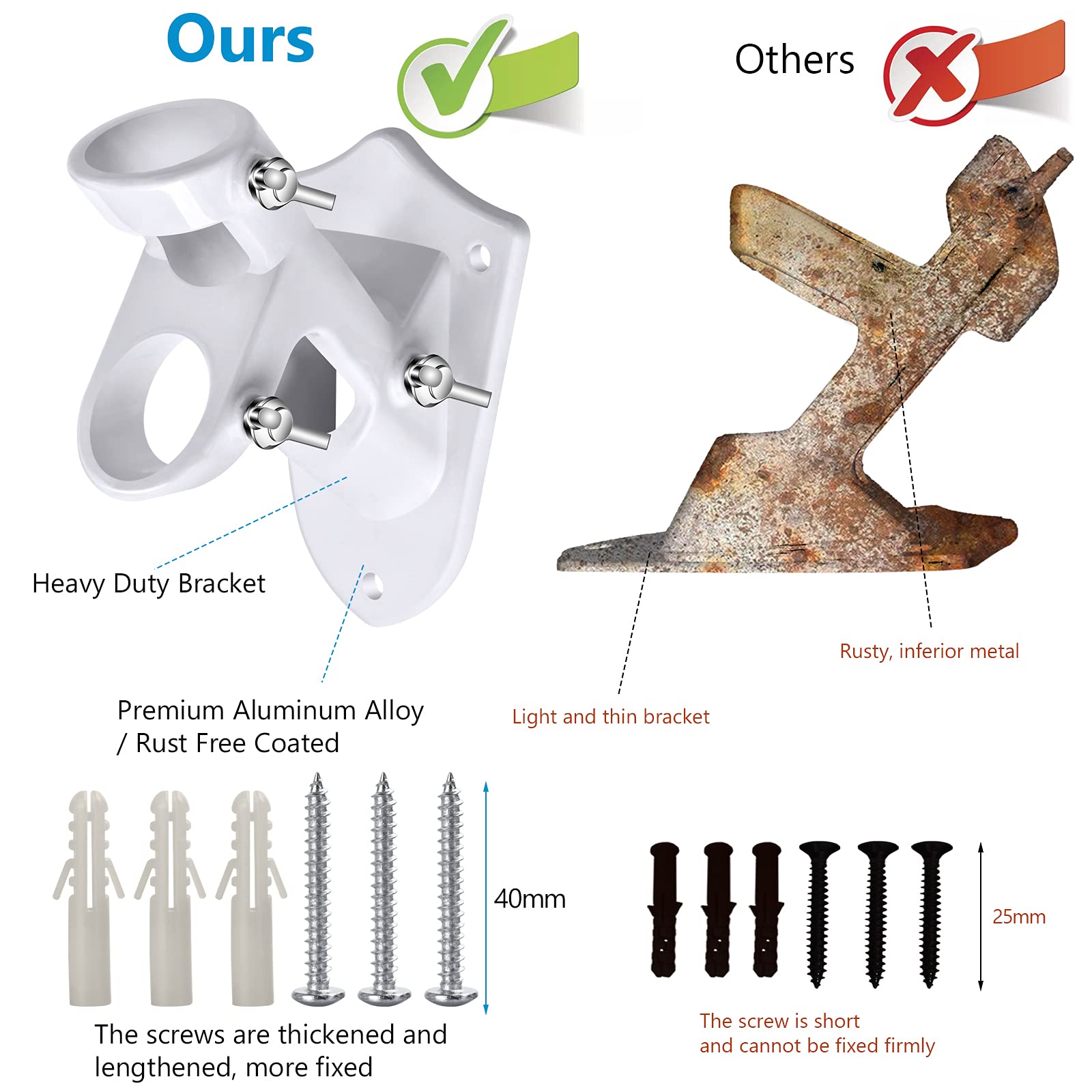 Haoridul white flag-pole-holder 1-pack suits various exteriors