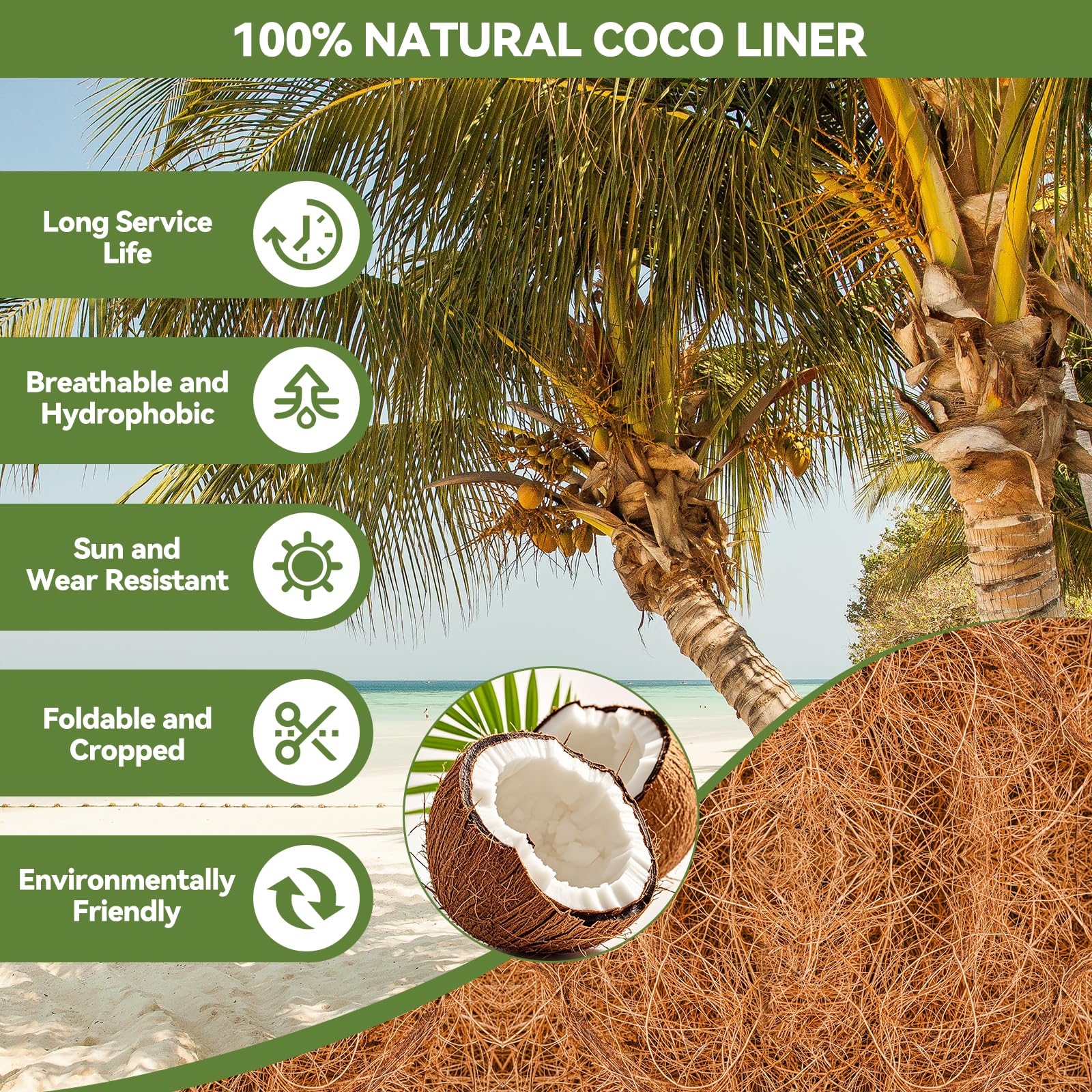 HAOVZRI coco liner for wall baskets promotes airflow and vibrant greenery.