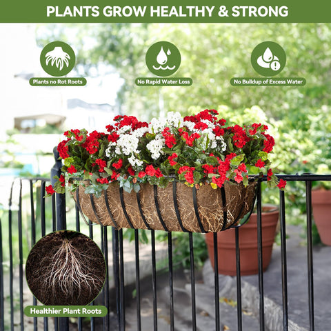 HAOVZRI coco liner for window boxes helps keep soil evenly moist.
