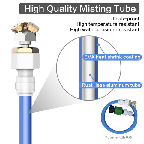 HAOWIN misting system quick-connect to garden hose simplifies setup.