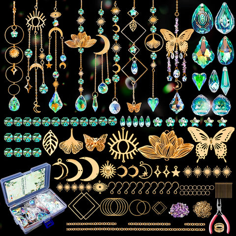 HAPGFS DIY Suncatcher Kit with 402 pieces creating rainbow reflections in windows
