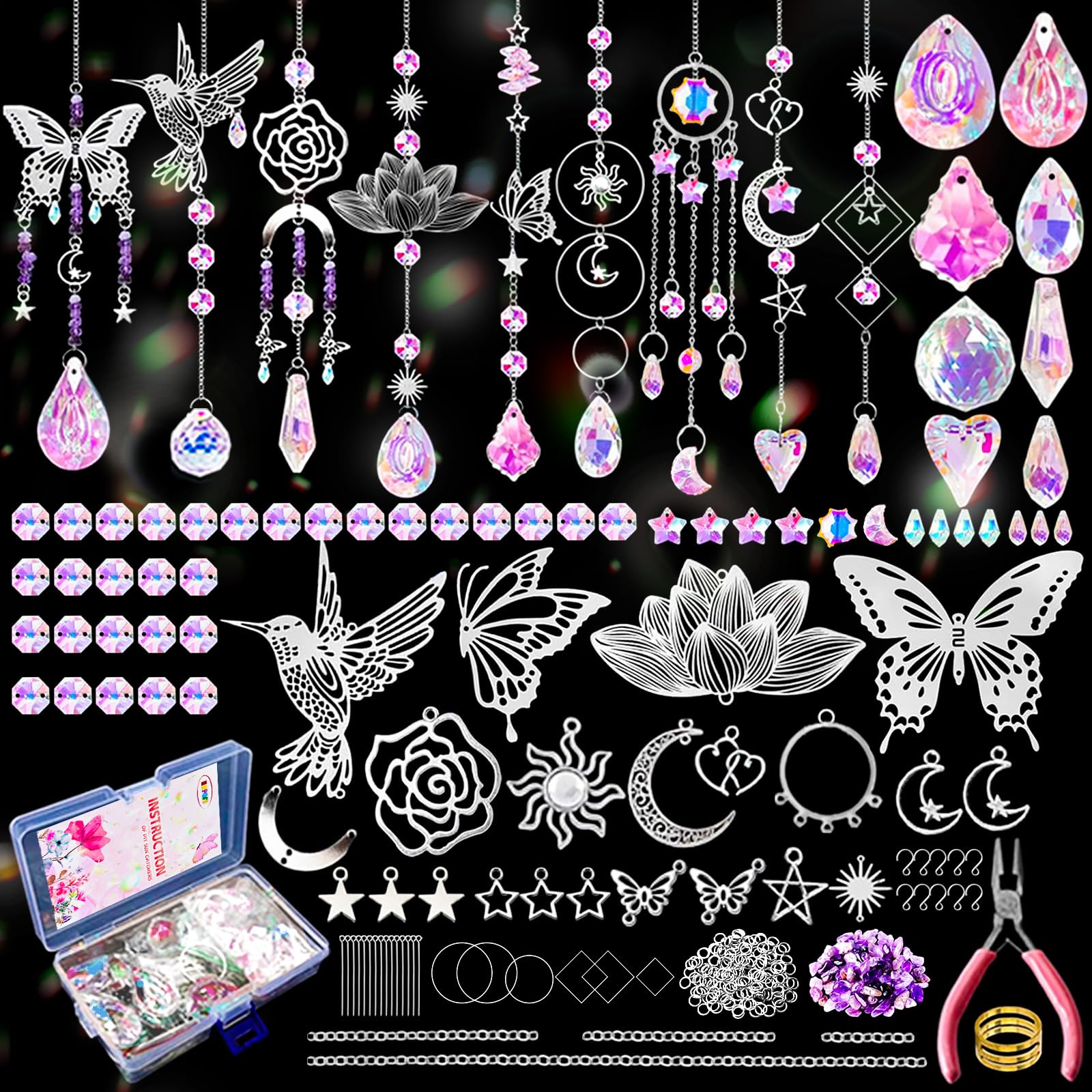 HAPGFS DIY Suncatcher Kit with sunflower crystals casting warm rainbows through sunlit windows
