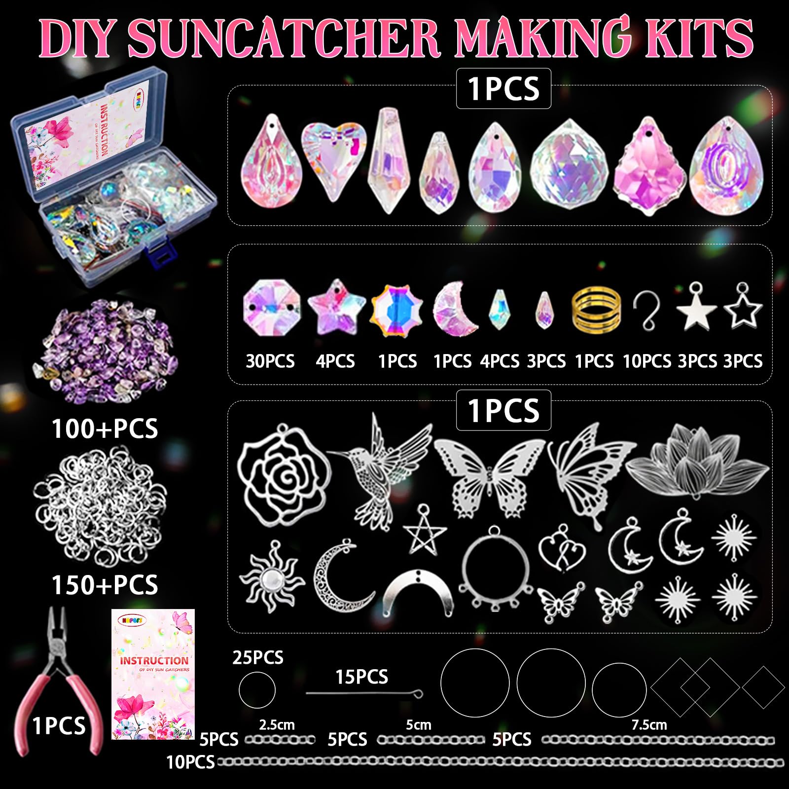 HAPGFS DIY Suncatcher Kit prisms with AB coating refracting light into vibrant colors for indoors and outdoors