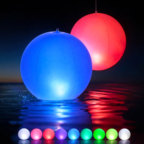 HAPIKAY solar floating ball pool light glows blue to set pool party ambiance