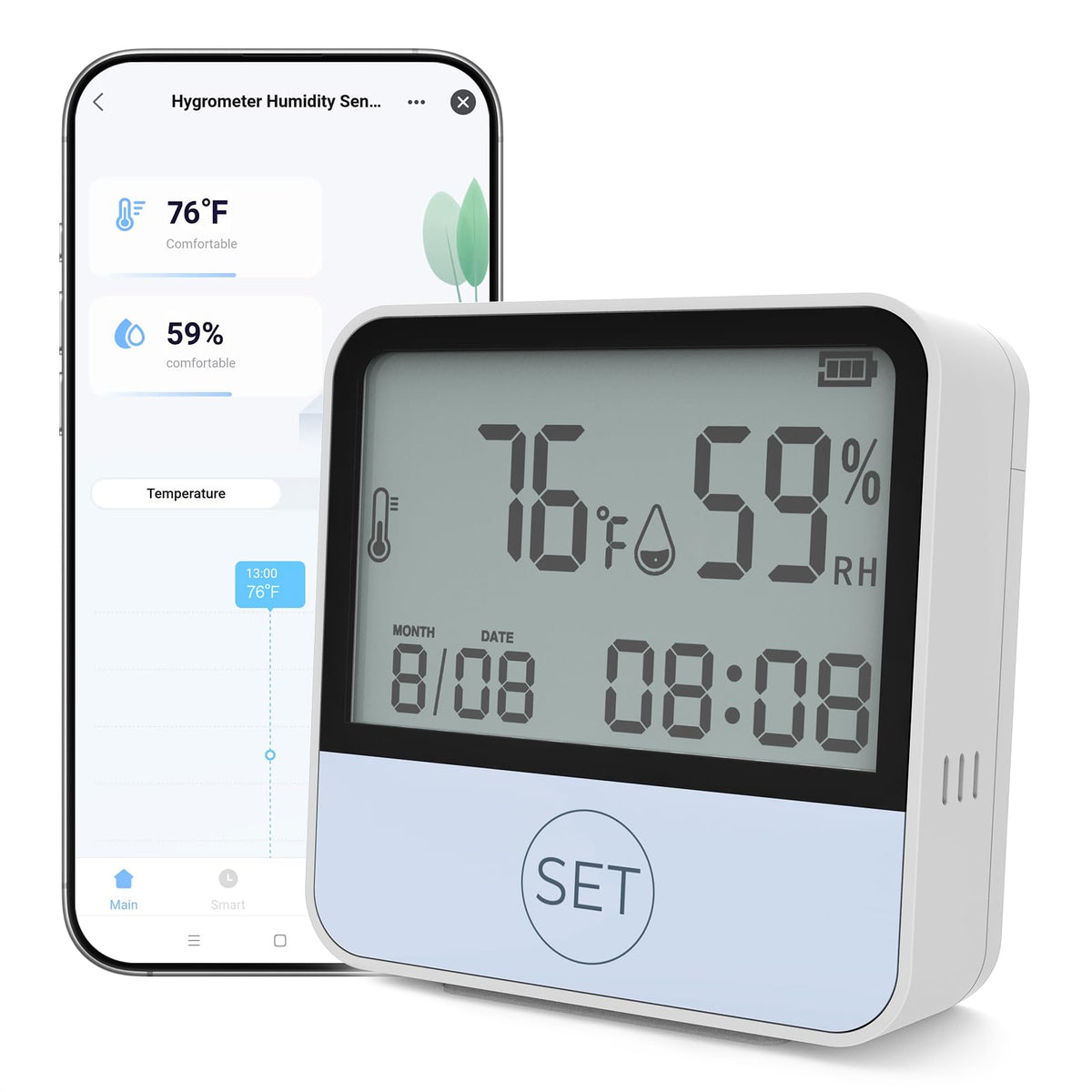 Hapippofa 4-in-1 thermometer humidity meter display provides clear home readings