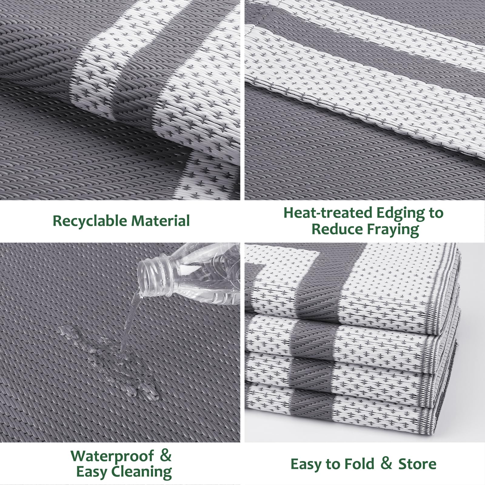 HappyTrends outdoor rug waterproof stain resistant keeps patio surfaces clean