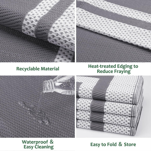 HappyTrends outdoor rug waterproof stain resistant keeps patio surfaces clean