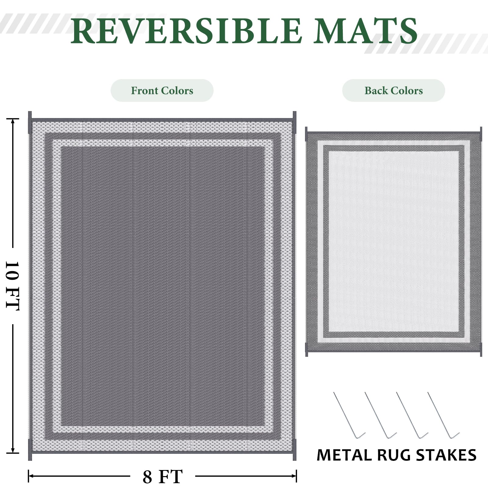 HappyTrends outdoor rug reversible white gray for two looks and easy cleanup