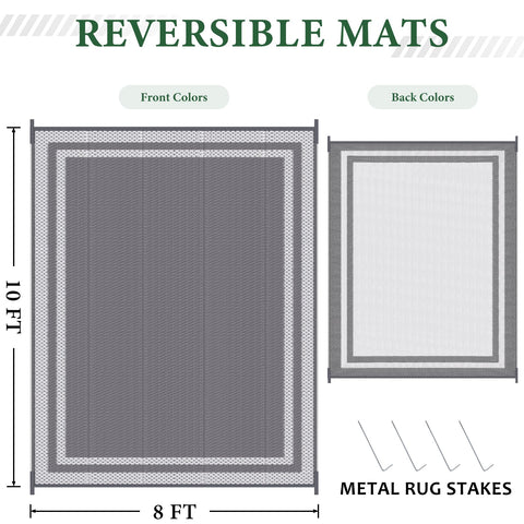 HappyTrends outdoor rug reversible white gray for two looks and easy cleanup