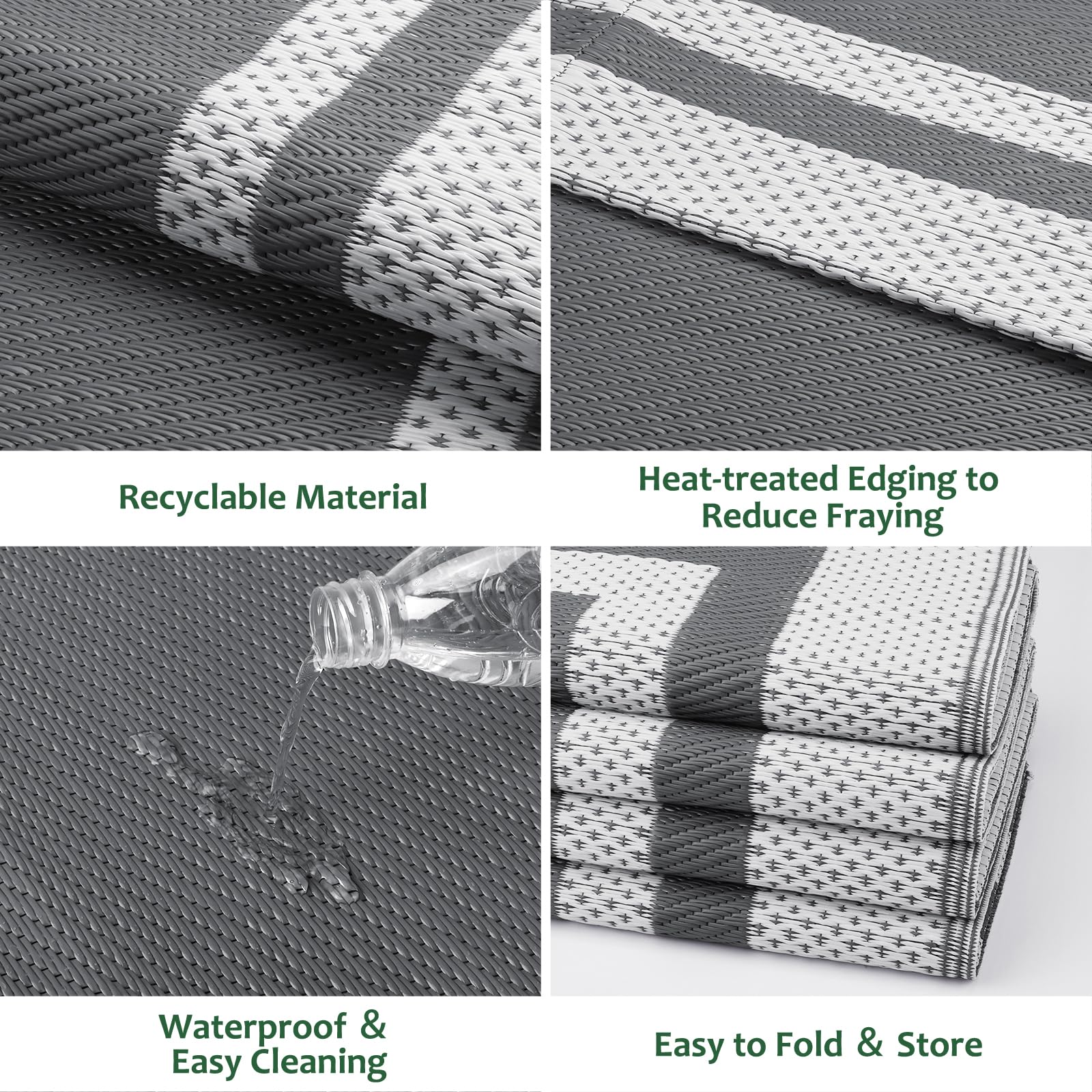 HappyTrends rug offers UV protection to maintain colors in sunlight.