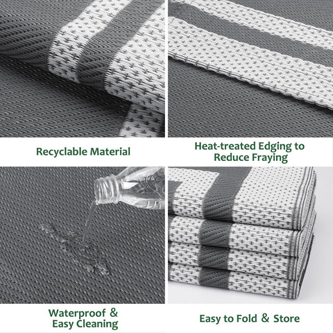 HappyTrends rug offers UV protection to maintain colors in sunlight.