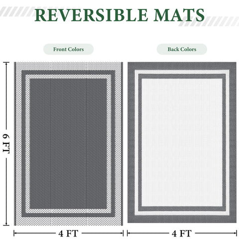 HappyTrends outdoor rug uses waterproof material to resist spills and rain.
