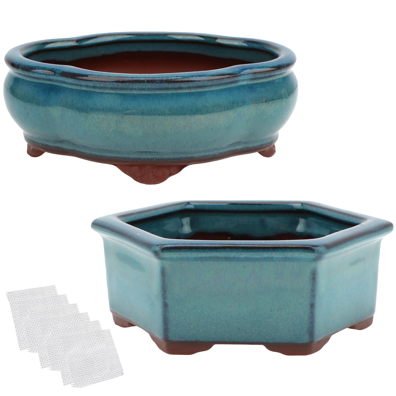 Happy Bonsai glazed planters set of 2 adds elegant indoor decor