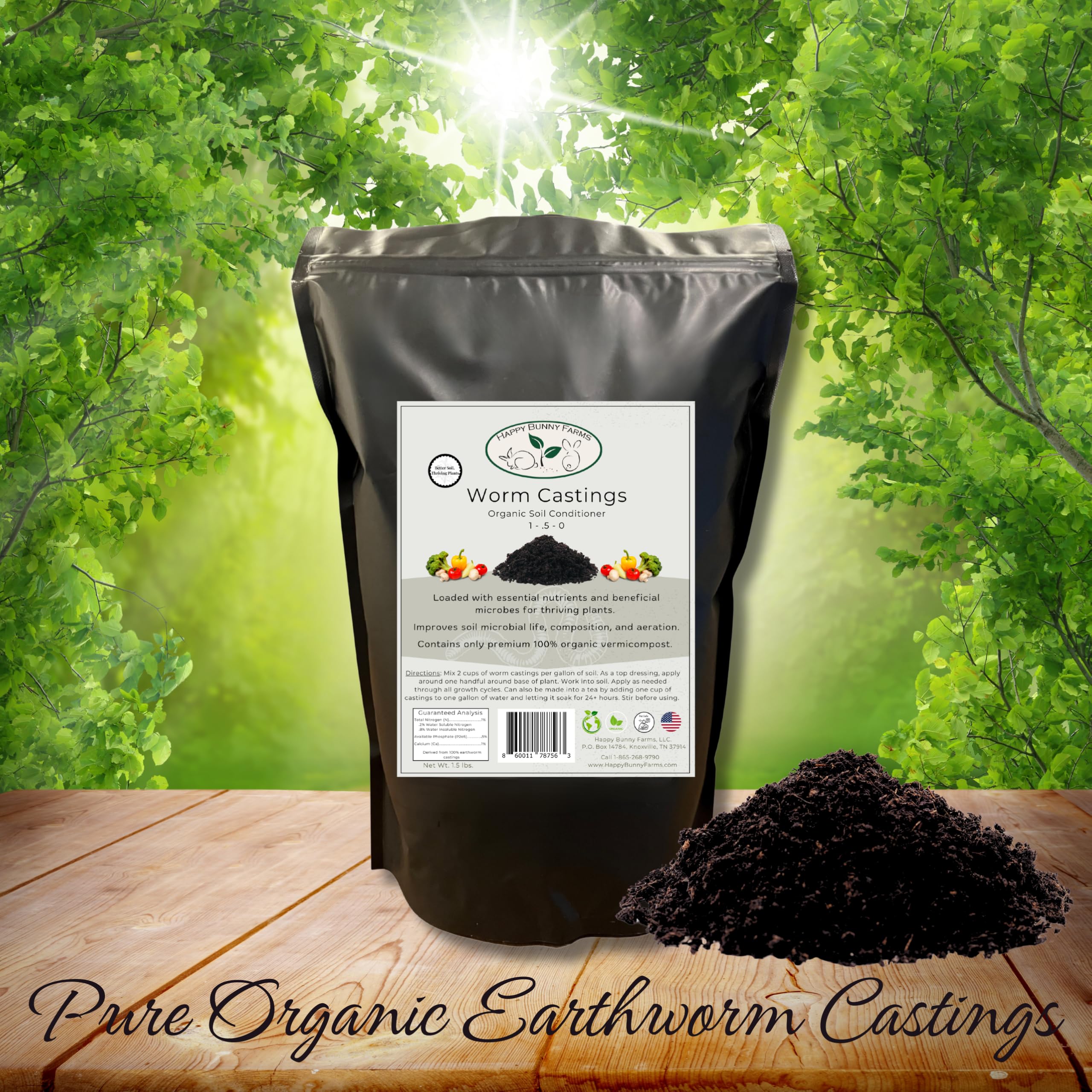 Happy Bunny Farms worm castings indoor-plants demonstrates versatile use in pots.