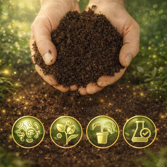 Happy Bunny Farms worm castings soil-structure image highlights improved aeration and moisture retention.