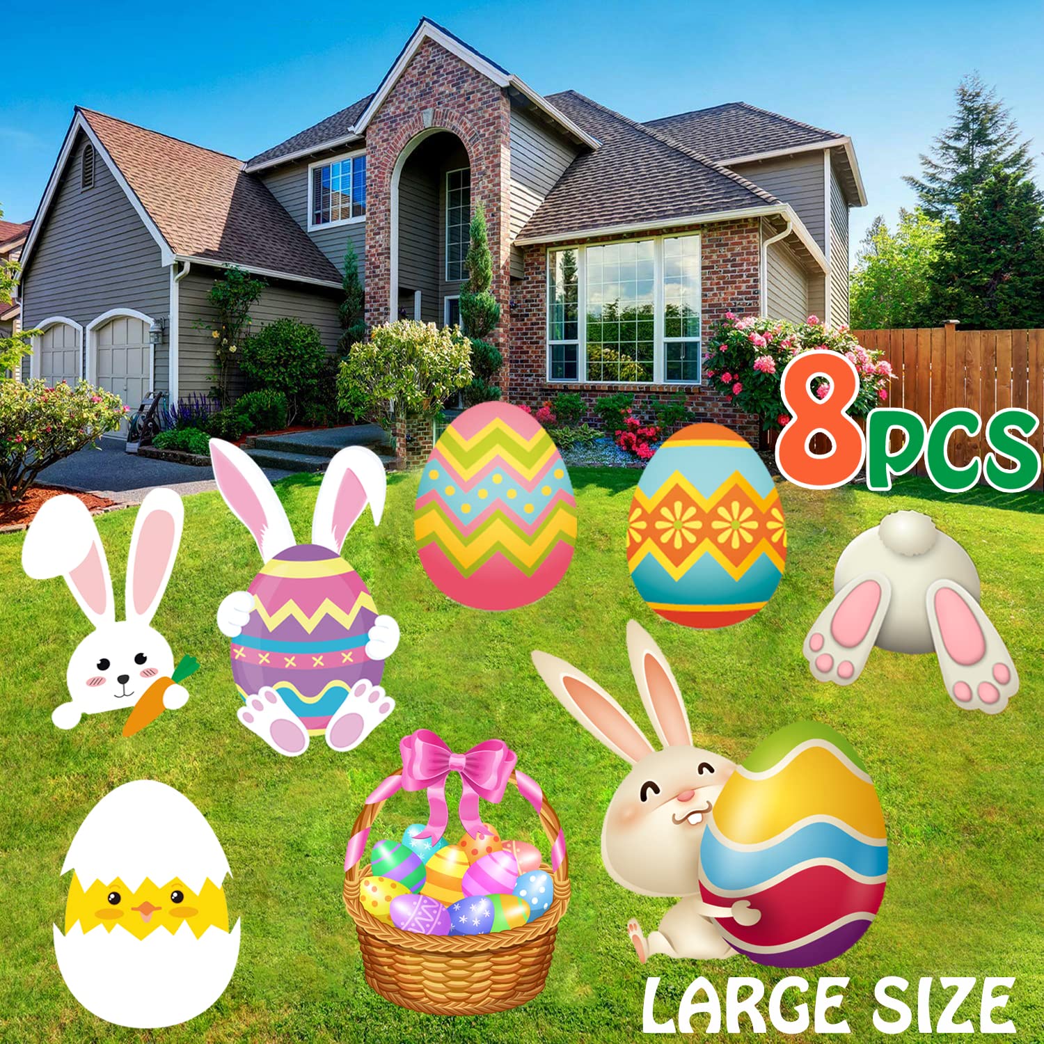 Happy Storm Easter egg yard sign enhances curb appeal for spring celebrations