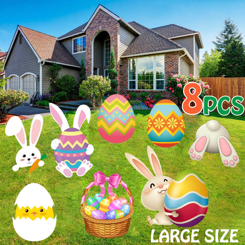 Happy Storm Easter egg yard sign enhances curb appeal for spring celebrations