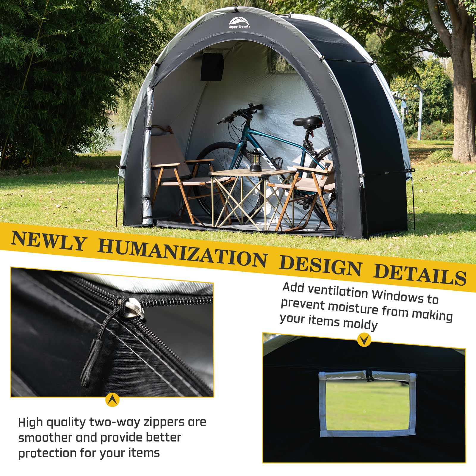 Happy Travel bike storage shed 2-3 bikes capacity for flexible cycling storage