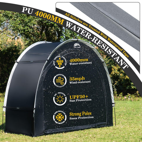 Happy Travel bike storage shed 9mm poles provide sturdy outdoor frame