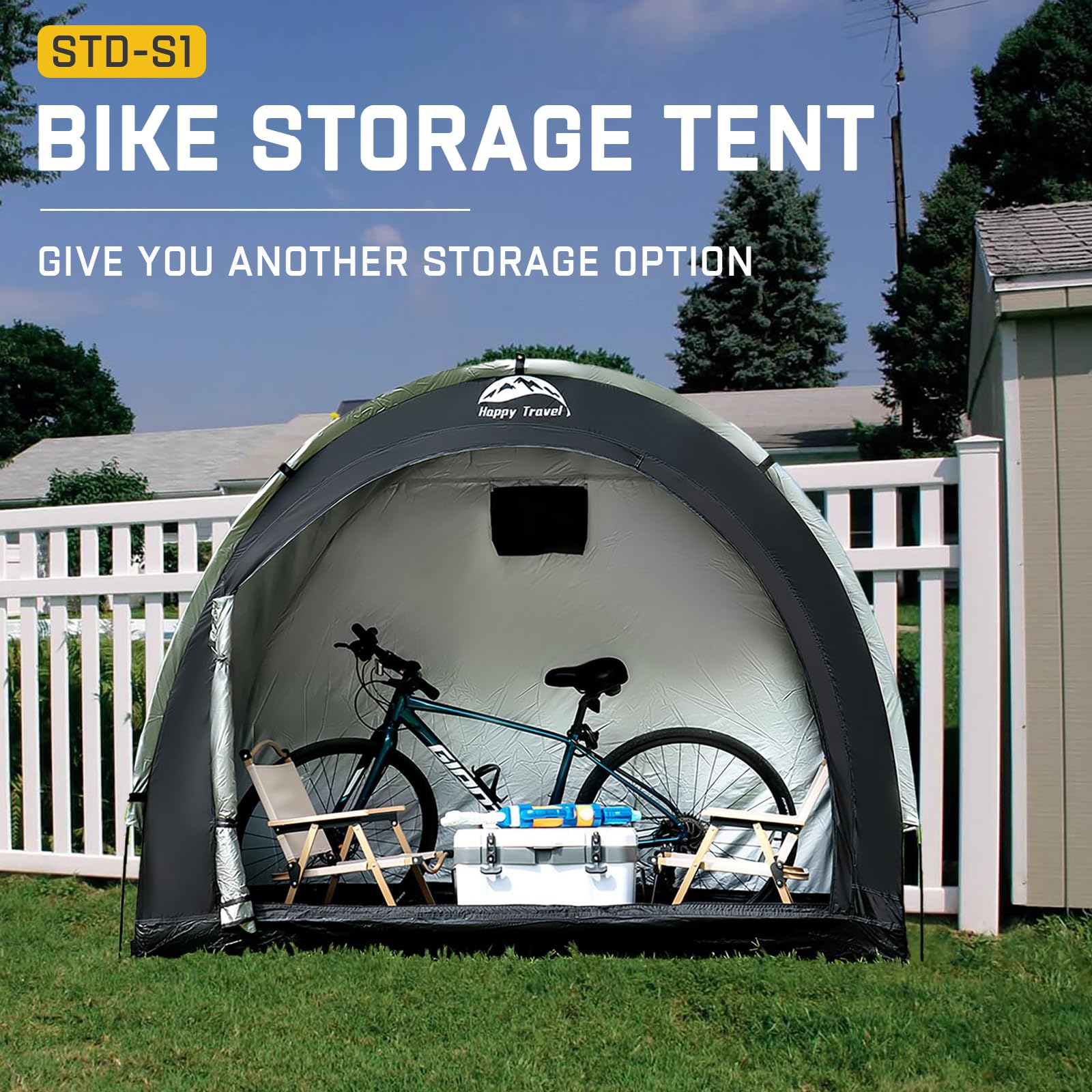 Happy Travel bike storage shed motorcycle compatibility enables versatile shelter