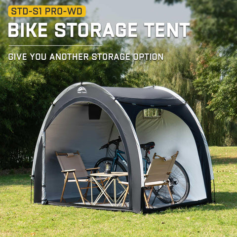 Happy Travel bike storage shed tent includes 9mm fiberglass poles for sturdy setup.