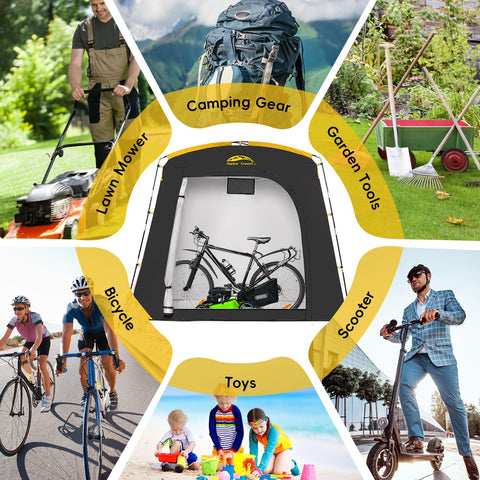Happy Travel bike storage shed tent clip design enabling fast setup