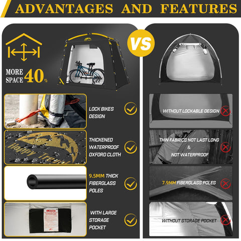 Happy Travel bike storage shed tent door with two-way zipper for secure access
