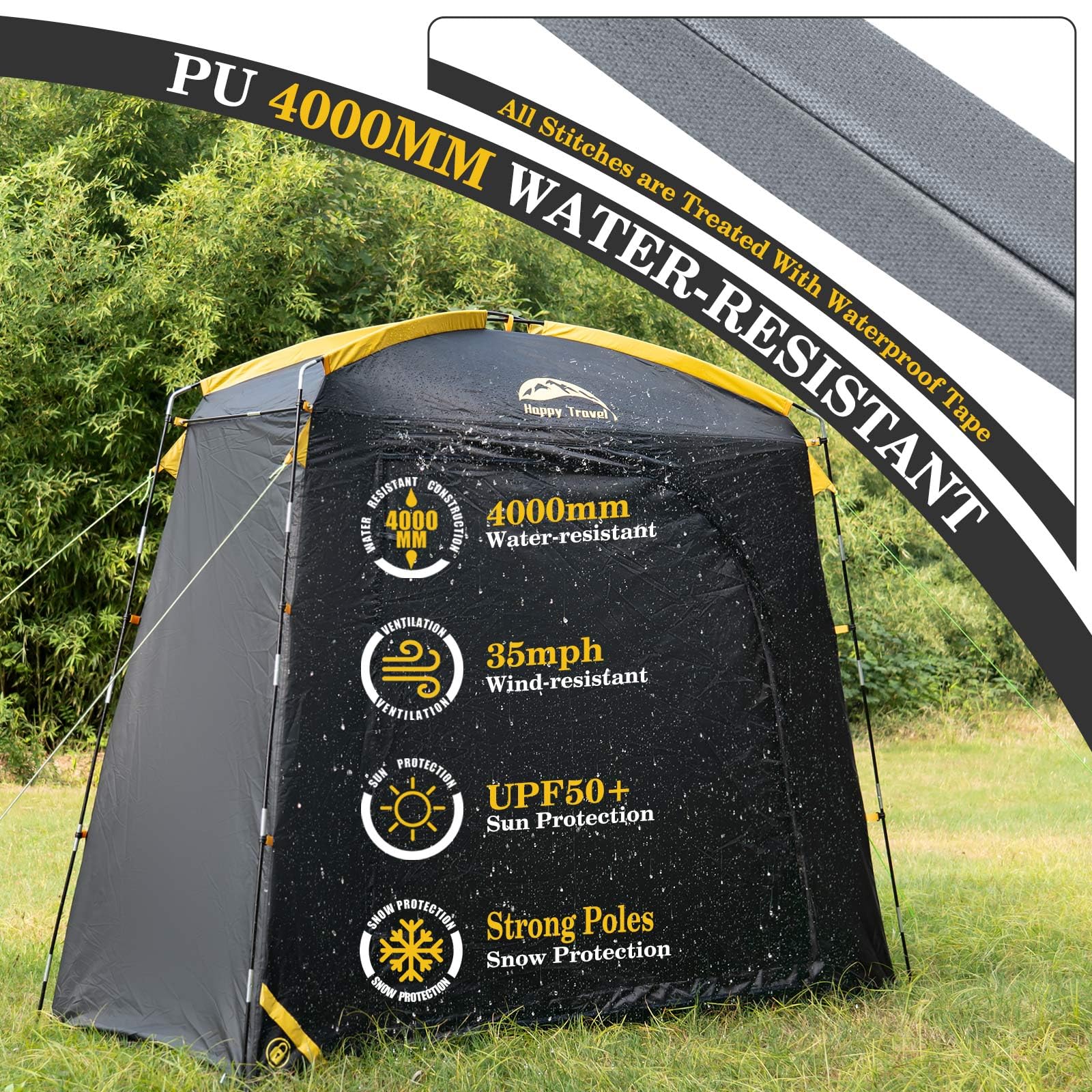 Happy Travel bike storage shed tent interior with two bikes stored securely