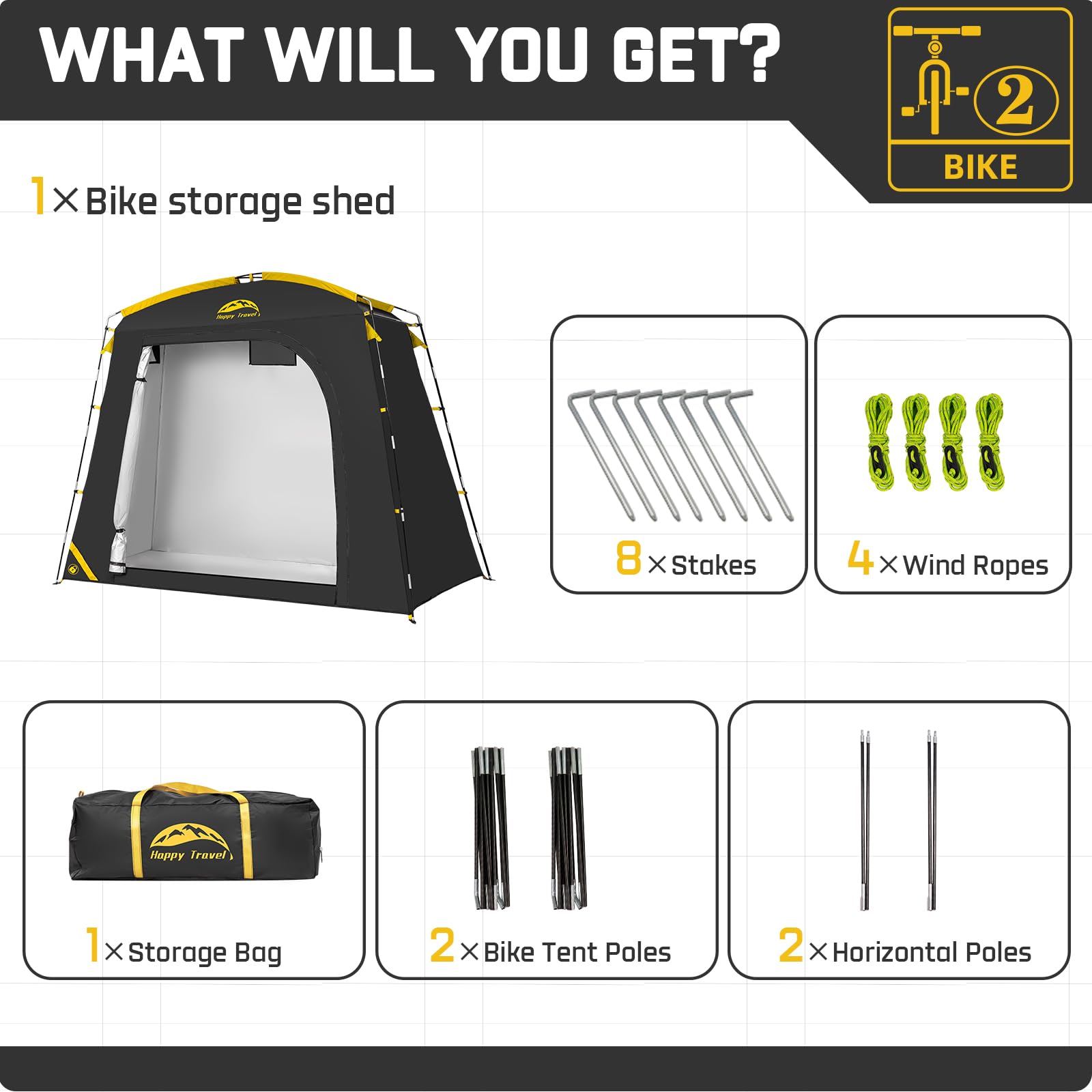Happy Travel bike storage shed tent large capacity for bikes and outdoor gear