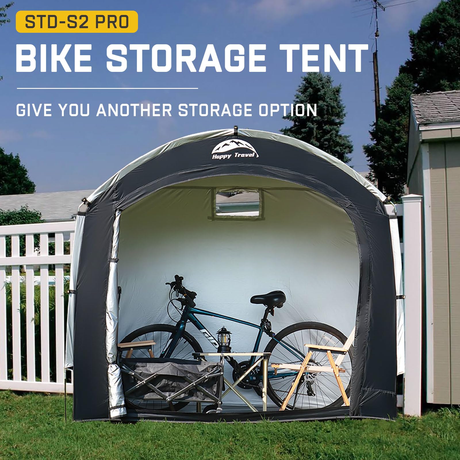 Happy Travel Shed with stakes ensures stable use during rain and wind