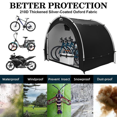 Happy Travel bike storage tent shed interior shows high capacity for bikes and gear