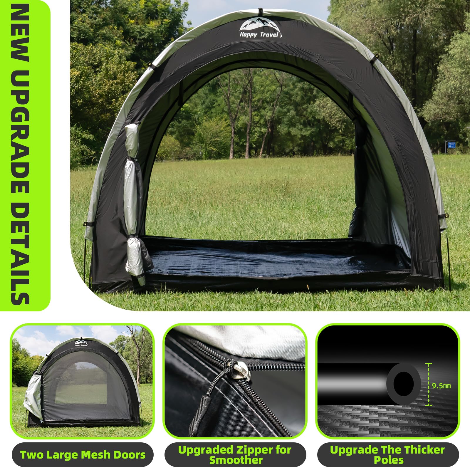 Happy Travel bike storage tent shed with stakes and wind rope