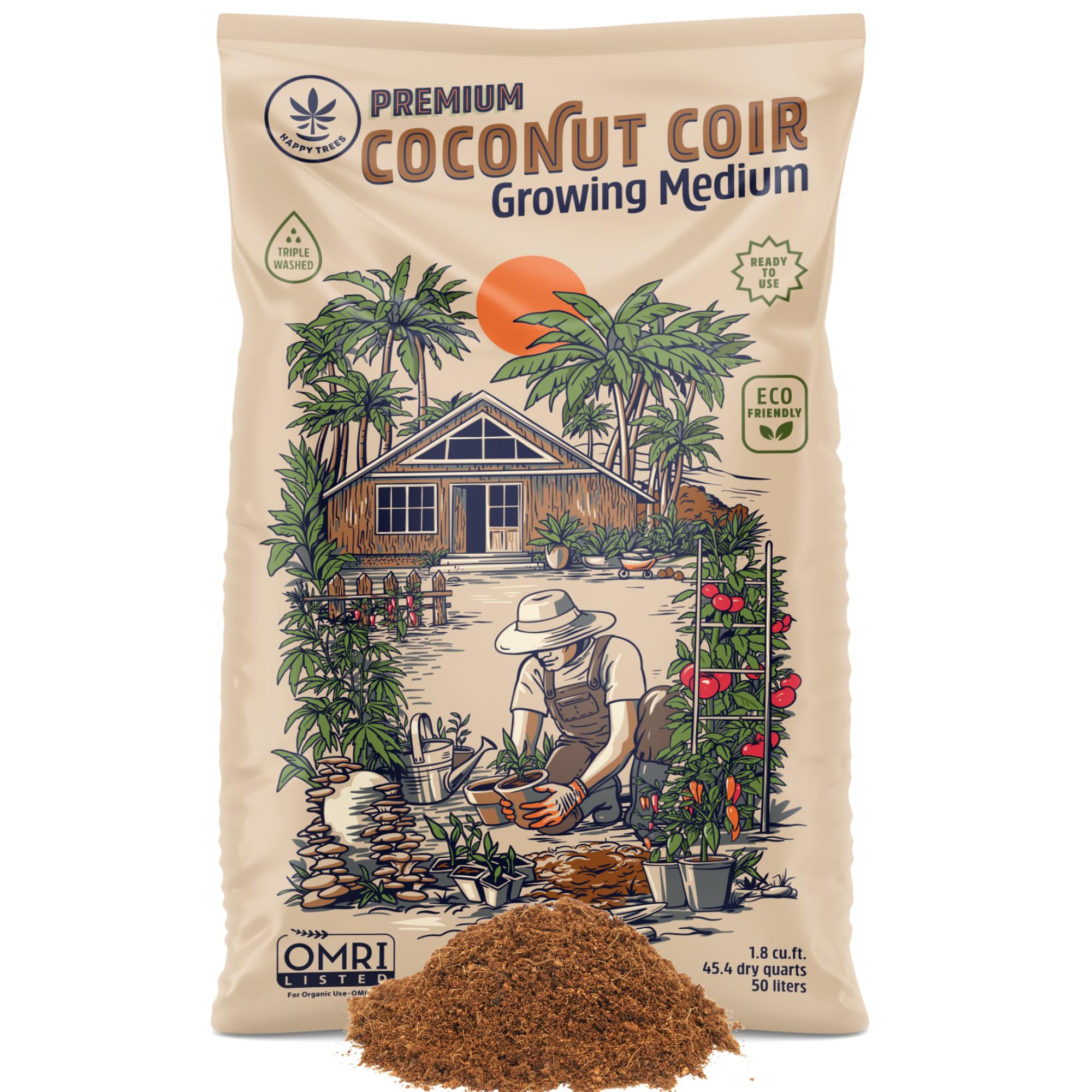 Happy Trees Coco Coir Loose Fiber demonstrates airy texture for steady moisture.