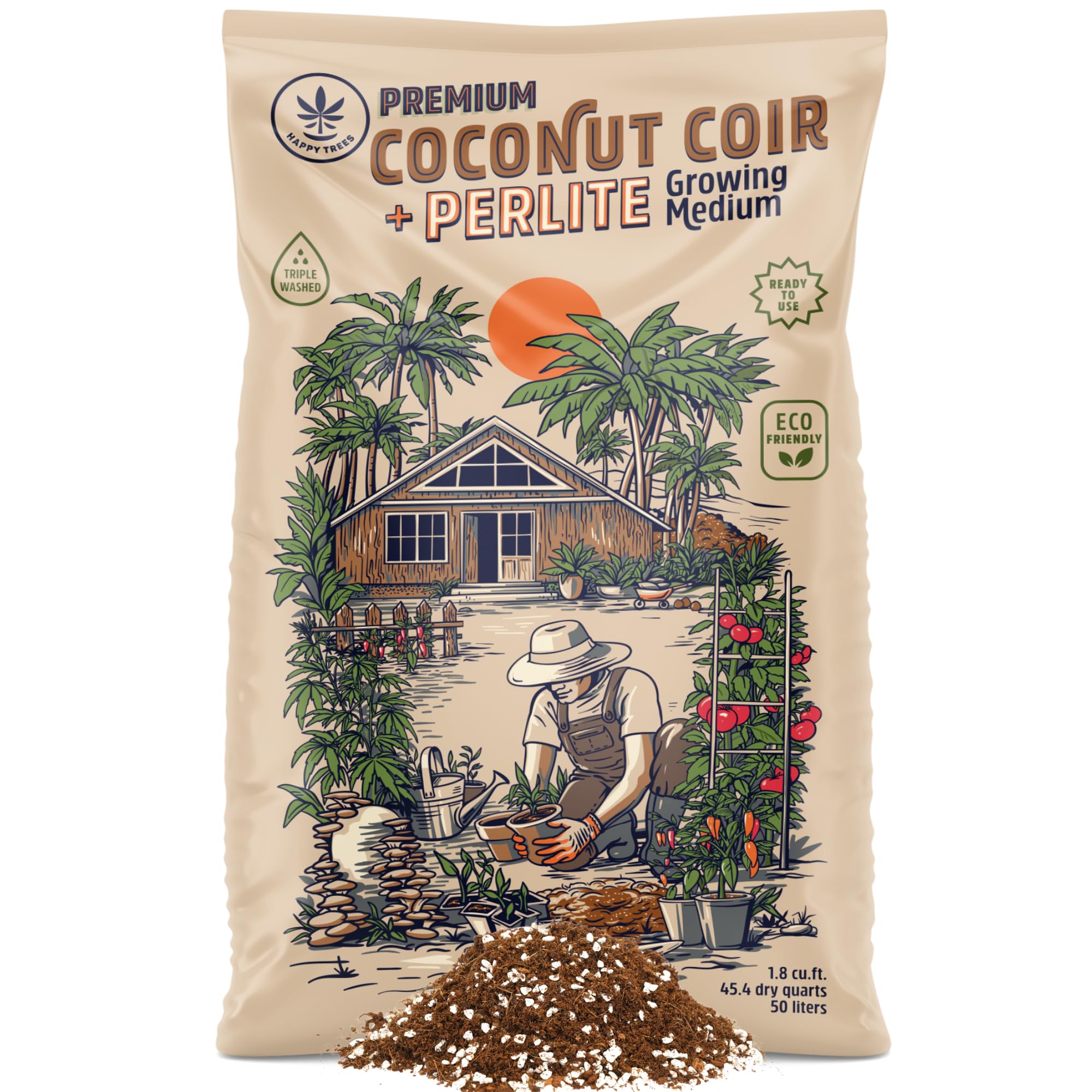 Happy Trees Coco Coir-Perlite 70/30 bag; premium low-dust growing medium for seedlings