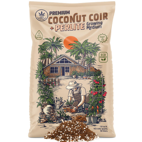 Happy Trees Coco Coir-Perlite 70/30 bag; premium low-dust growing medium for seedlings