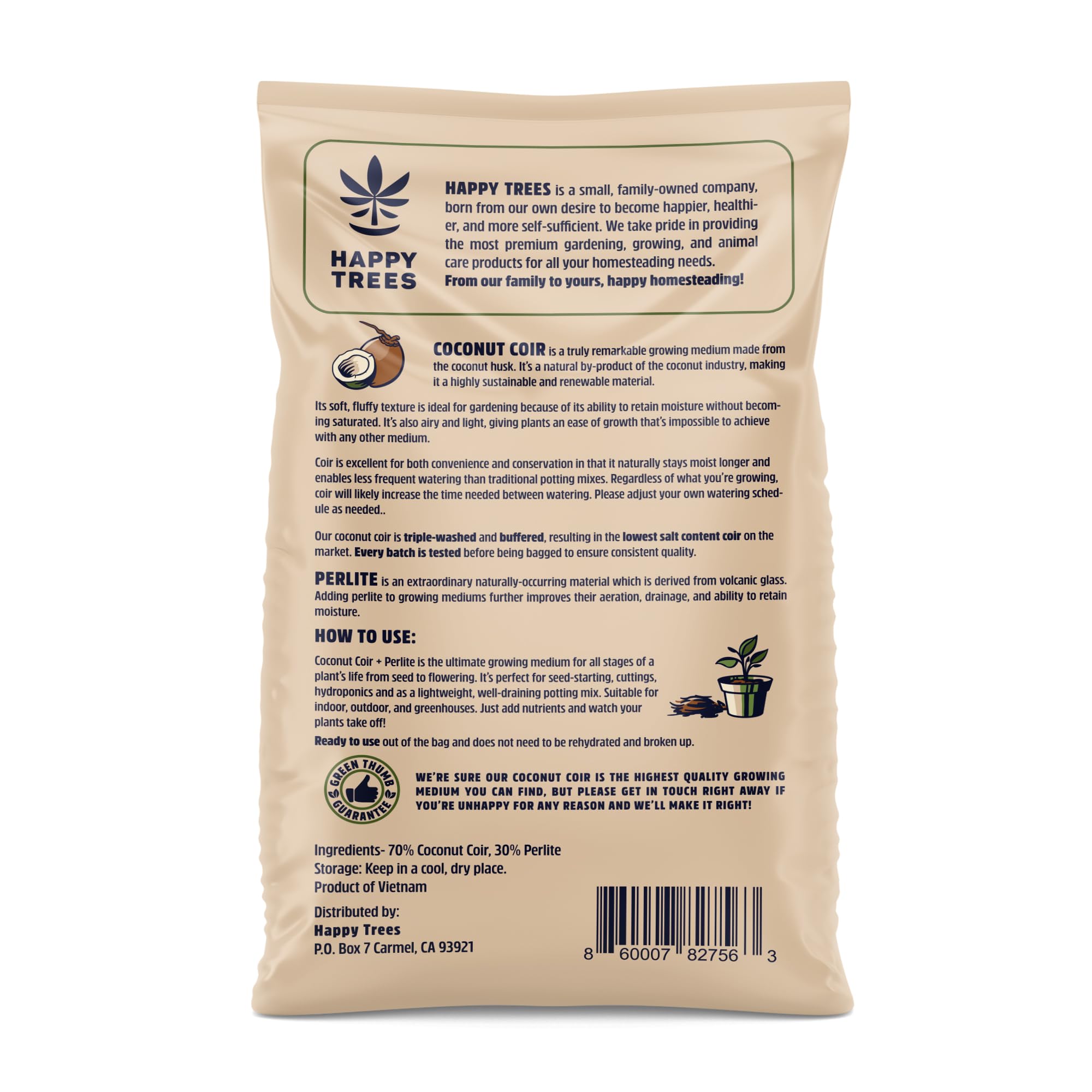 Happy Trees Coco Coir-Perlite 70/30 loose mix ready for use in propagation