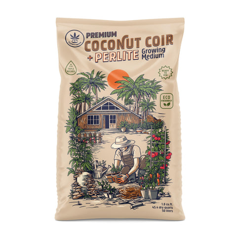 Happy Trees Coco Coir-Perlite Medium demonstrates a fluffy blend ideal for robust root growth.