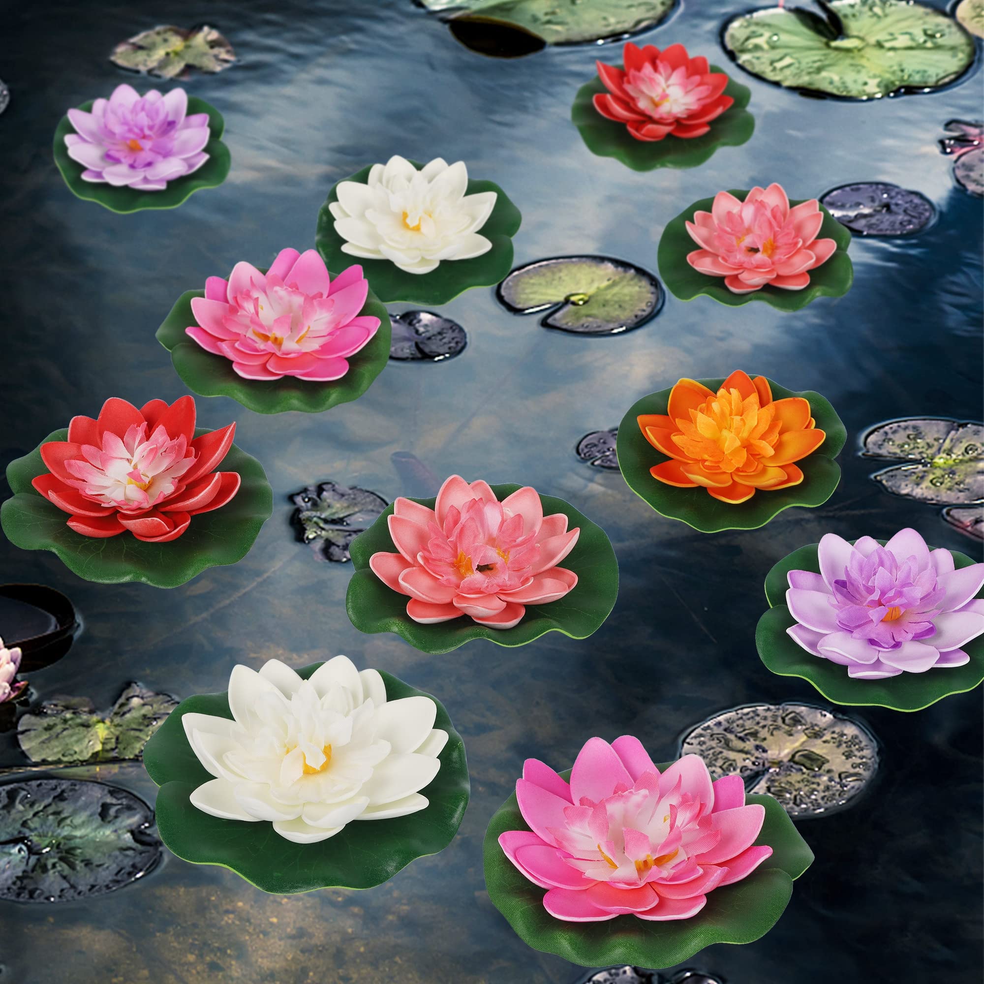 Happy Trees floating lotus flower on water enhances pond visuals.