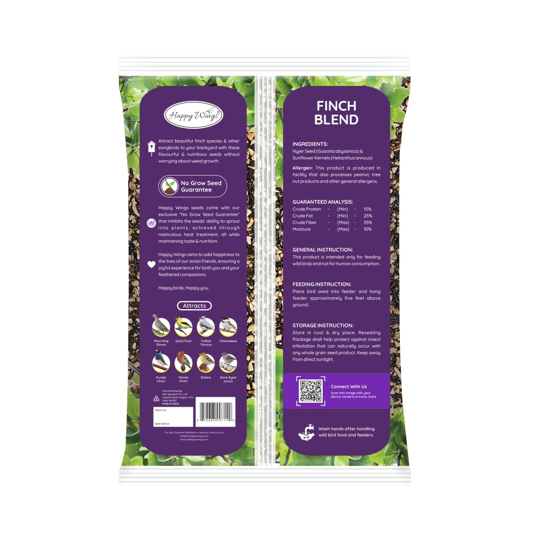 Happy Wings Finch Blend sunflower hearts enticing chickadees and cardinals