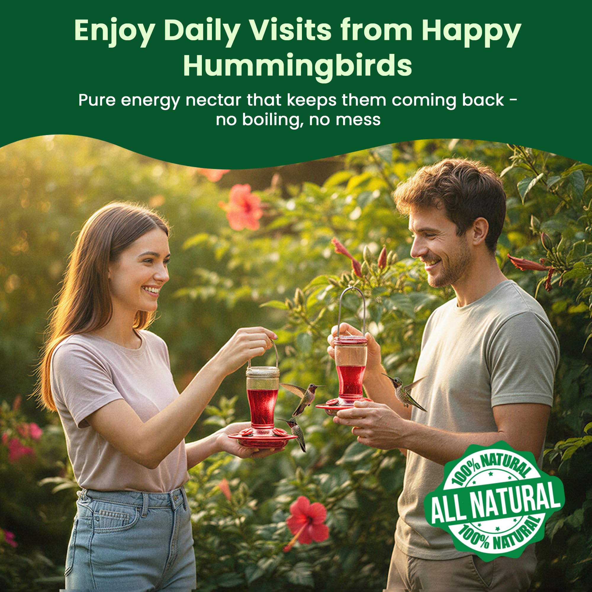 Happy Wings feeder with ready nectar to attract hummingbirds to your garden