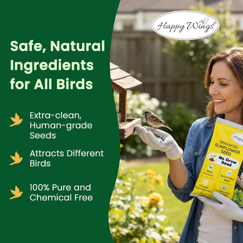 Happy Wings no-grow seed; prevents sprouts under feeders.