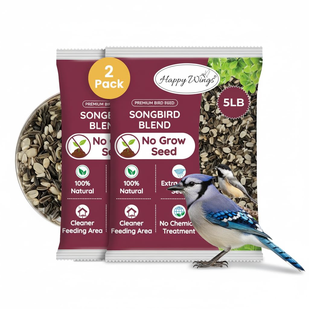 Happy Wings No Grow seed pack outer box showing two 5 lb bags for tidy storage