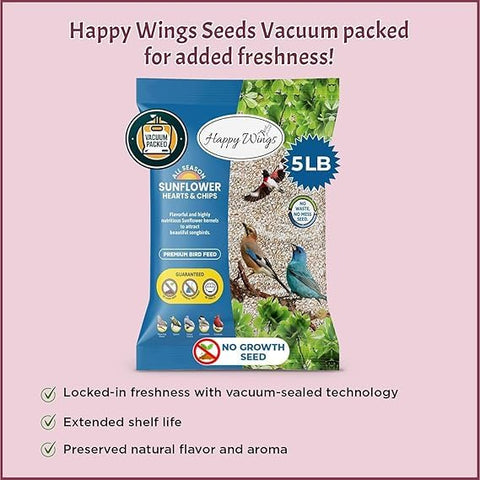 Happy Wings No Mess Seed demonstrates mess-free backyard feeding.
