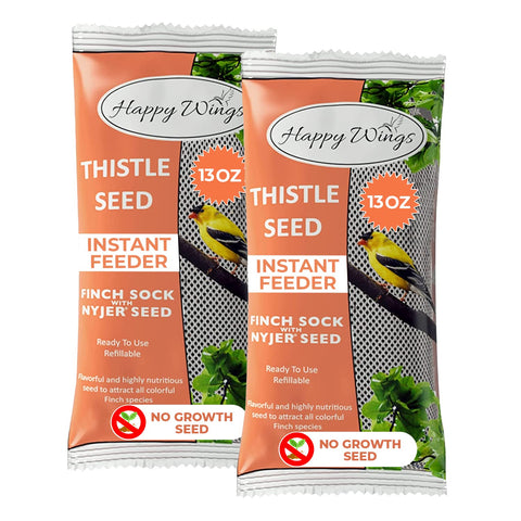 Happy Wings Nyjer seed pack 2x13oz ready to use for quick bird feeding.