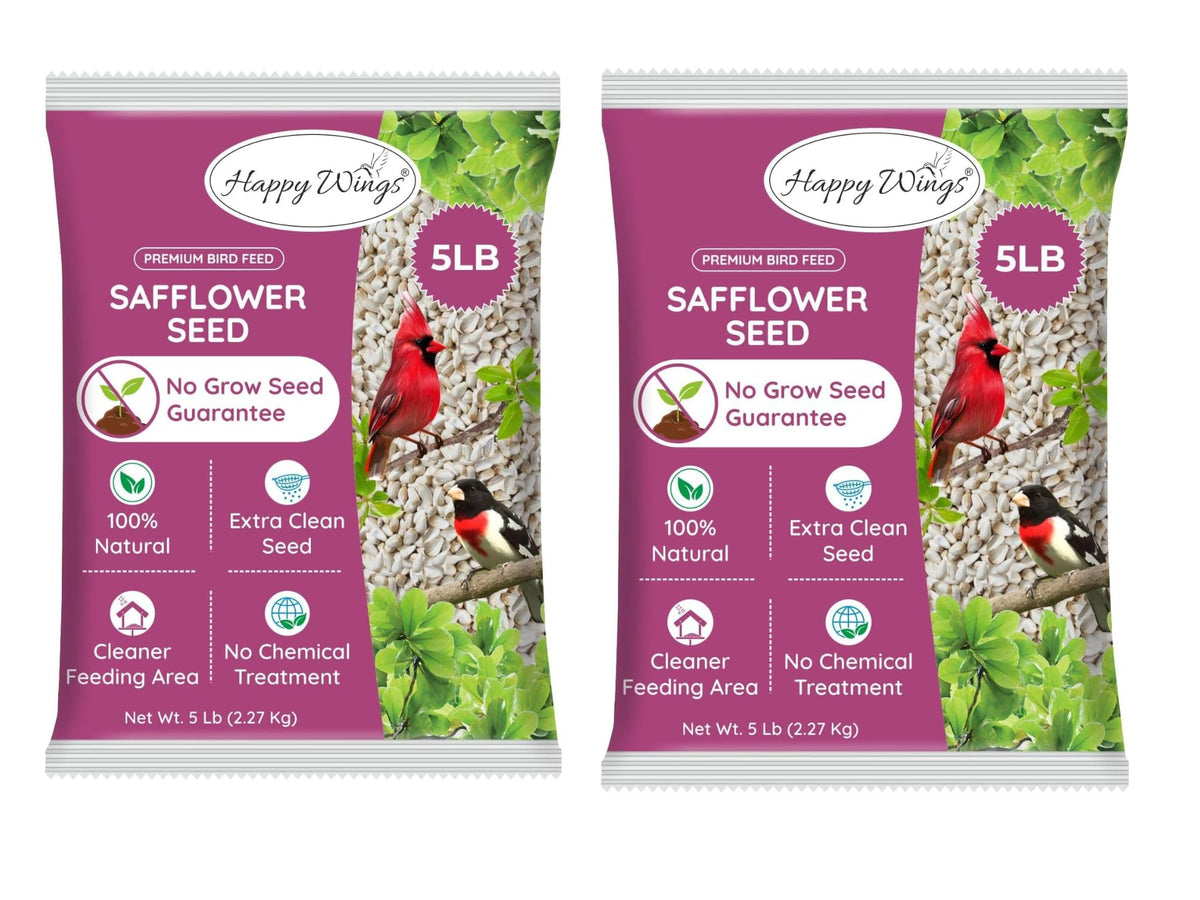 Happy Wings safflower seeds pack front, no-grow seeds.