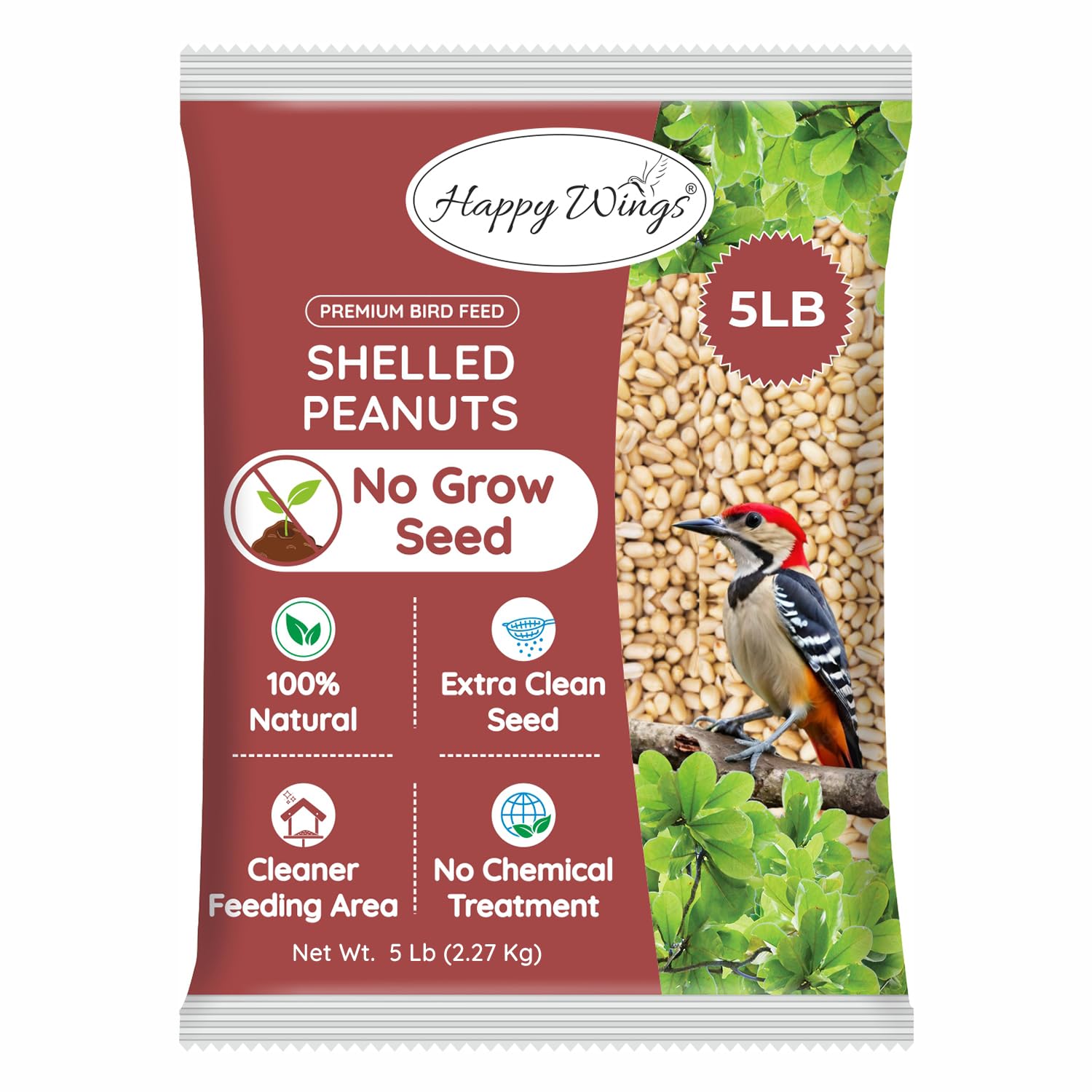 Happy Wings shelled peanuts for wild birds, high protein energy for year-round feeding