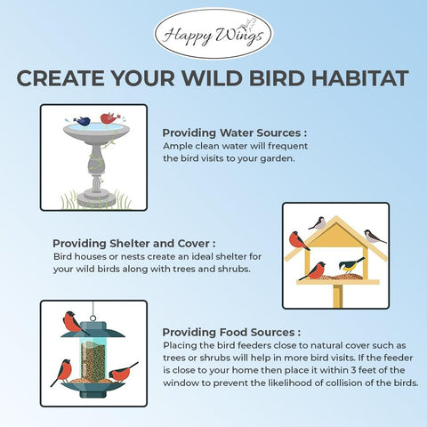 Happy Wings No Mess seed promotes clean feeding outdoors.