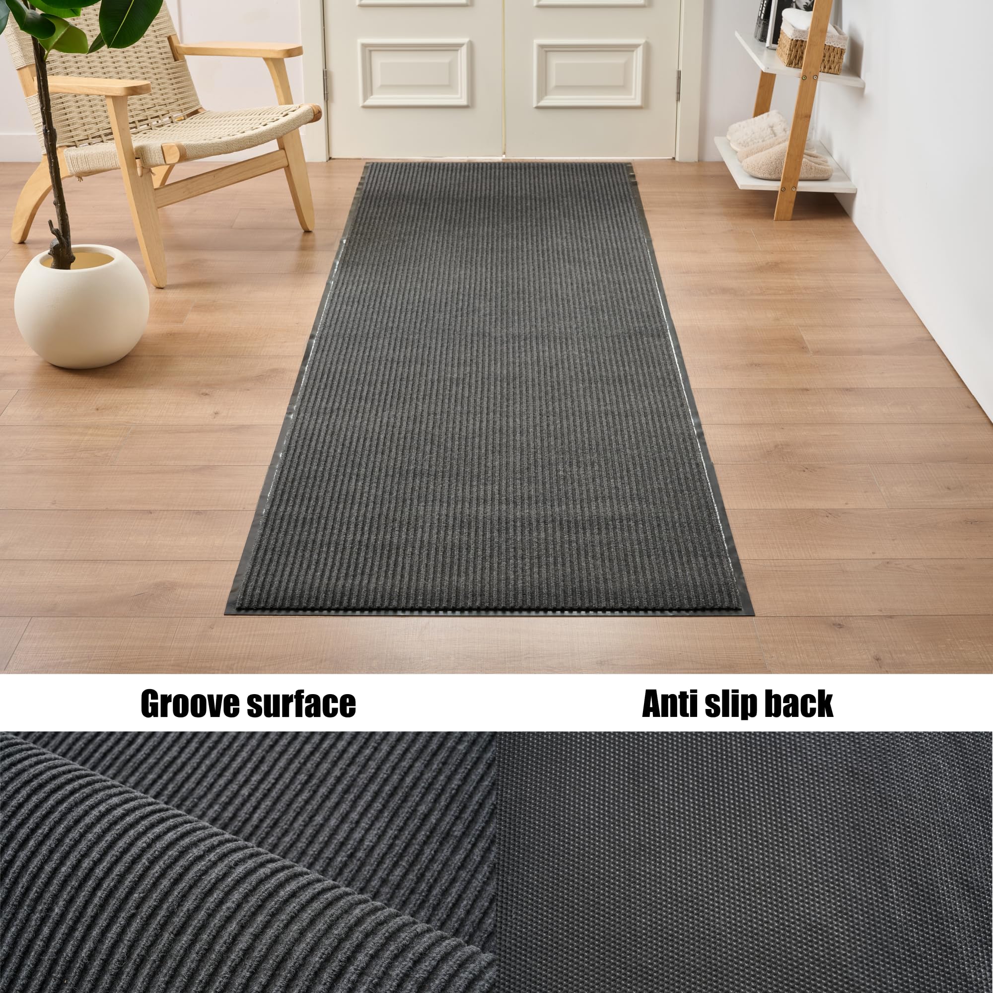 HappyBeeFlying Brush Step large mat displays 3x10 size for wide entryways and easy cleaning